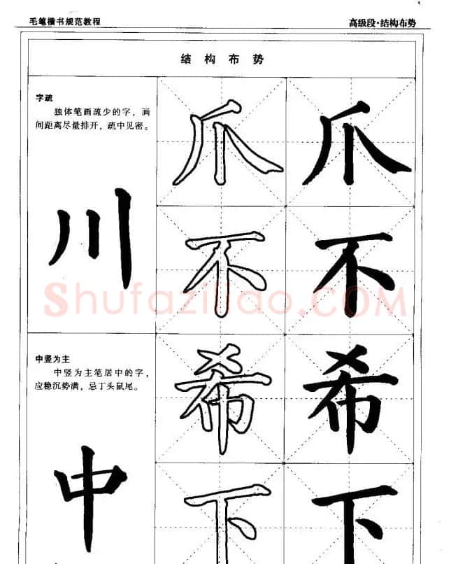 书法段位评比指导教材《毛笔楷书实用教程-结构布势》 | 软笔楷书字帖