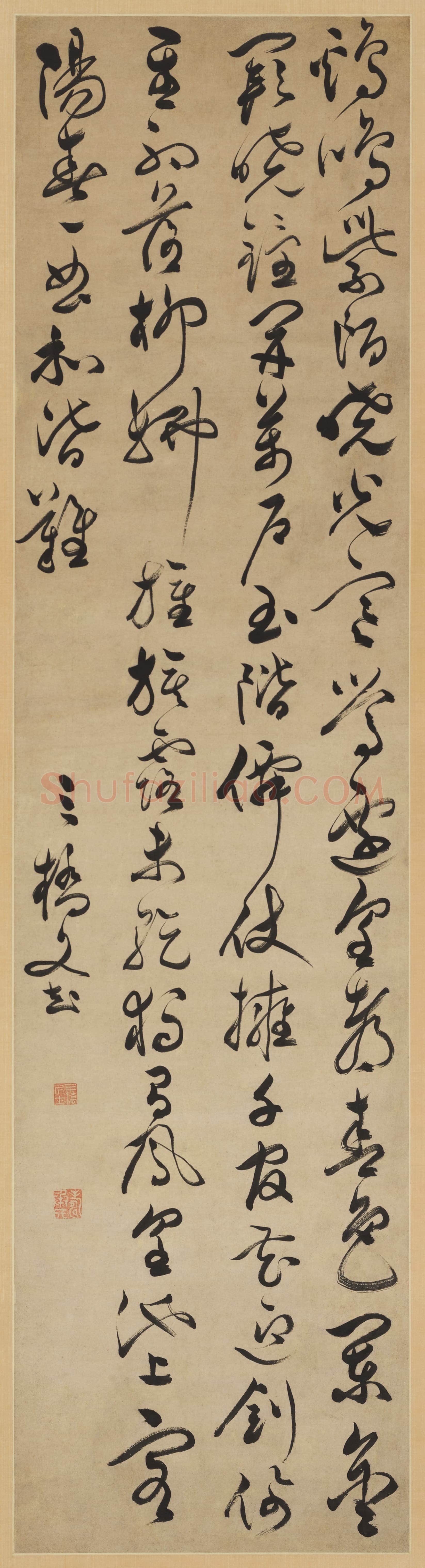 文彭《草书岑参七律诗轴》纸本草书 127.6×33cm 上海博物馆藏