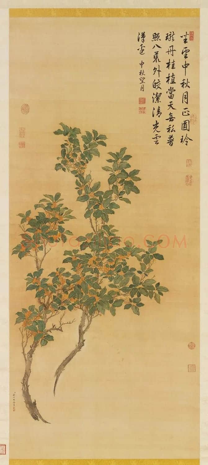 蒋廷锡字画《桂花》中秋望月诗 | 传世书法作品赏析