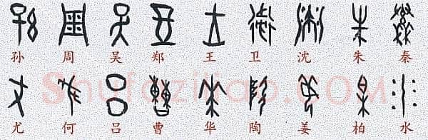 甲骨文百家姓甲骨文写法,摘自甲骨文百家姓
