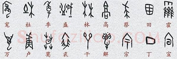 甲骨文百家姓甲骨文写法,摘自甲骨文百家姓