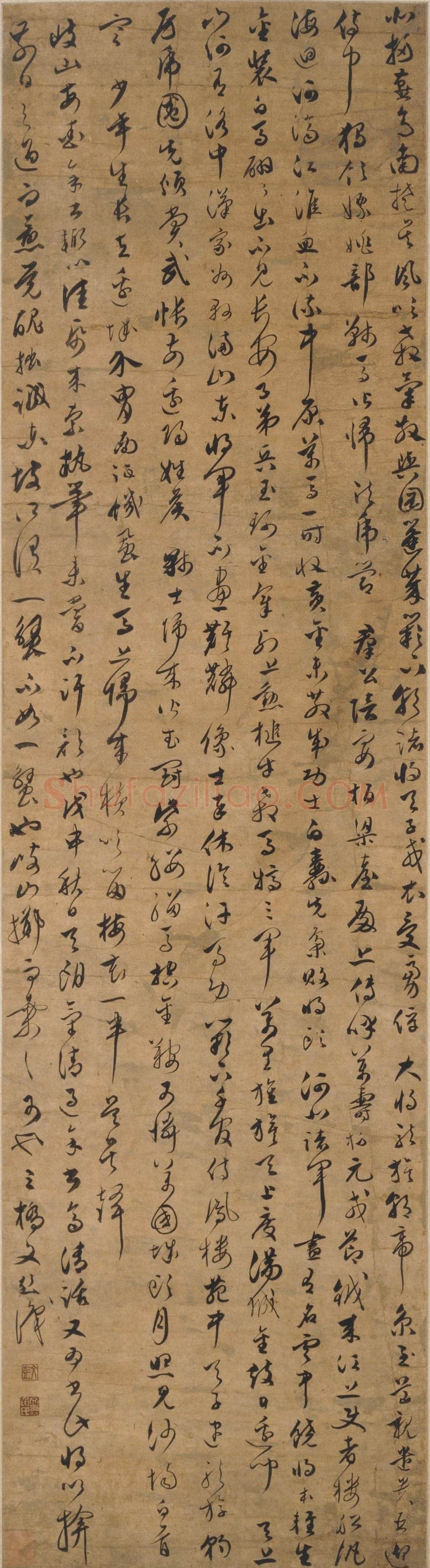 文彭《草书何景明诸将入朝歌十首诗轴》绢本草书 122.7×33.2cm 上海博物馆藏