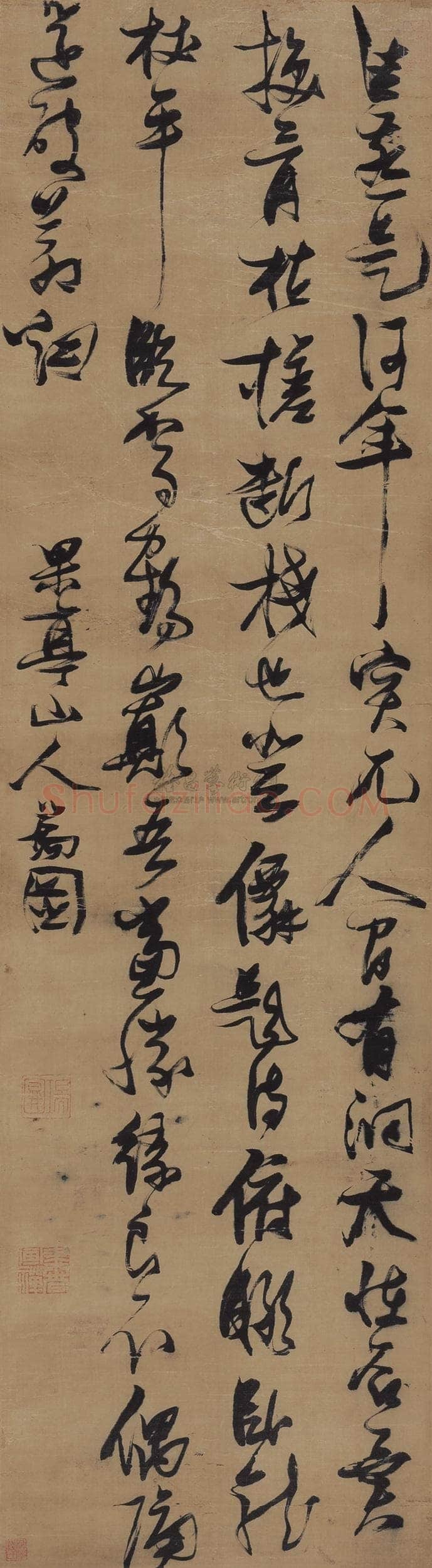 张瑞图《行草书佳燕是何年》轴 绫本 194×52厘米