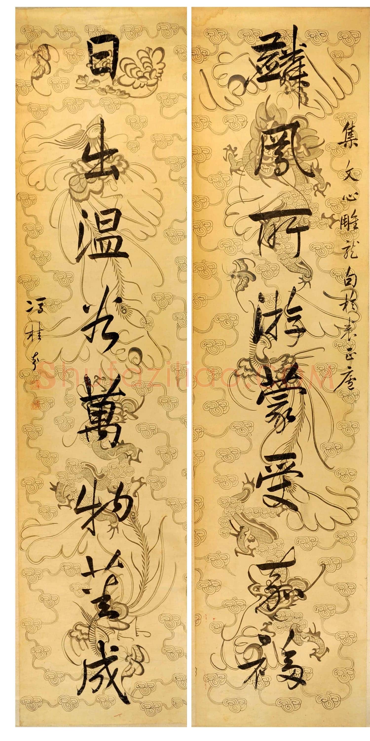 冯桂芬《行书麟凤日出八言联》蜡笺纸本行书 173×40cm×2 淮安市博物馆藏