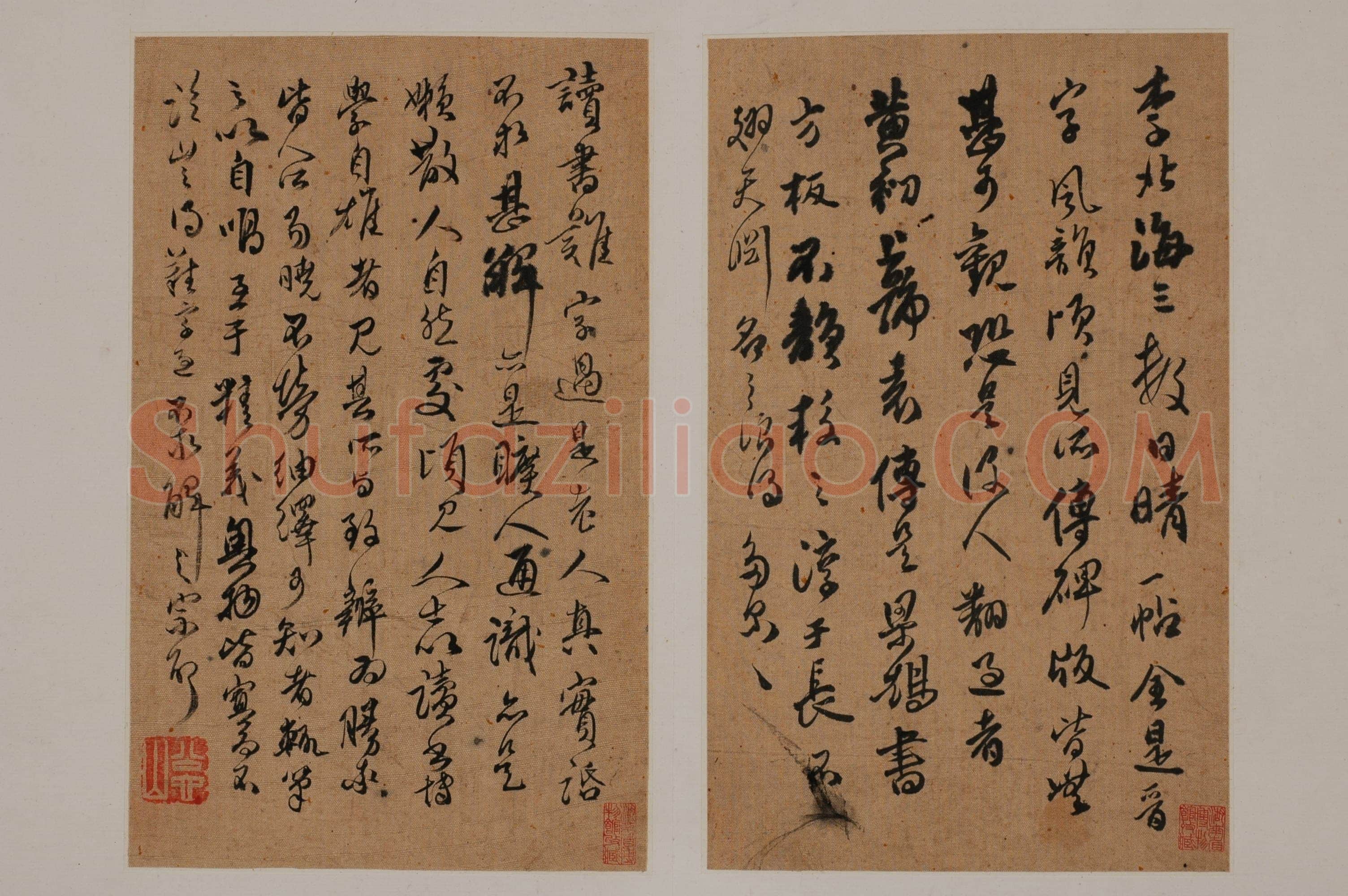 傅山《各体书册》绢本 章草、楷书、行书、隶书 14.5×23.1cm 湖南博物院藏