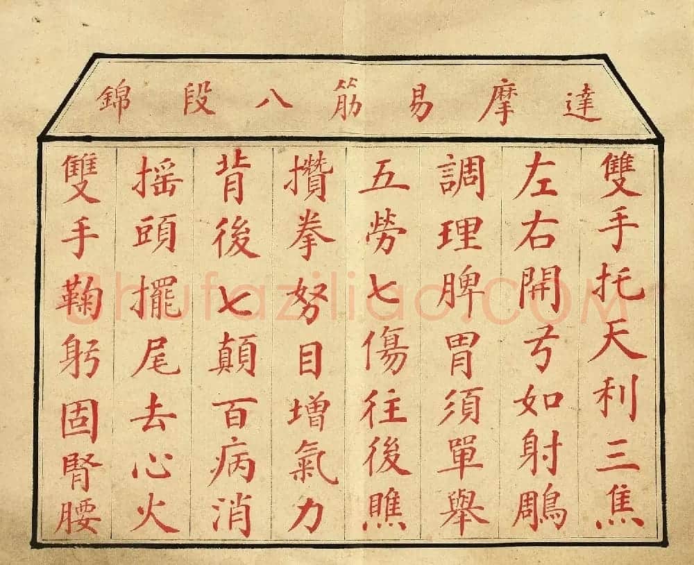 清宫彩绘插图《八段锦册》 | 传世书法作品鉴赏