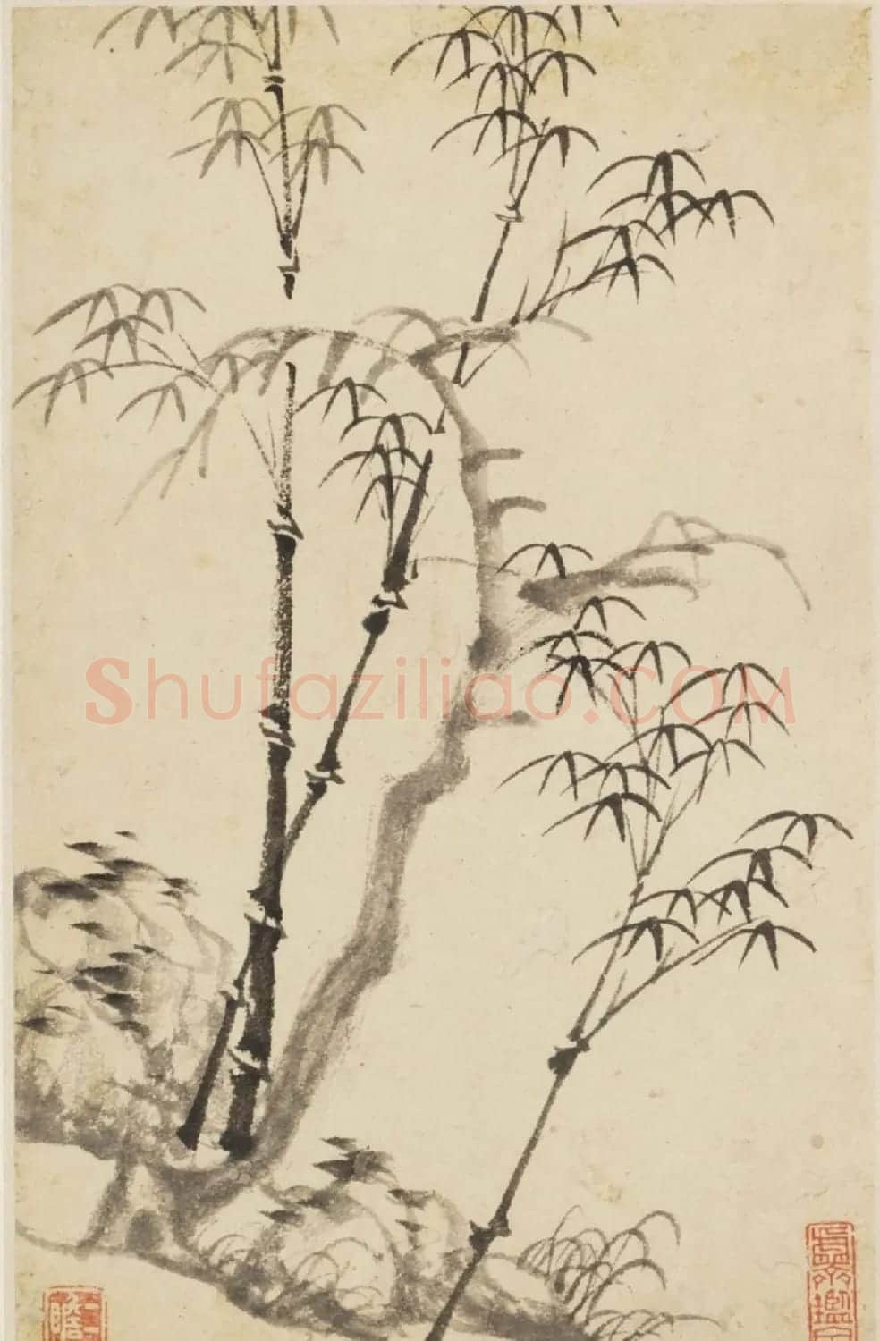 查士标字画欣赏《枯木竹石册》 | 传世书法作品赏析