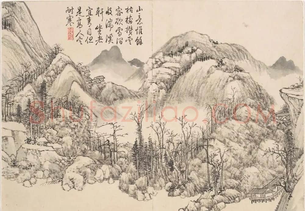 清代钱维城绘画欣赏《景敷四气冬景图》大都会博物馆藏 | 传世书法作品精选
