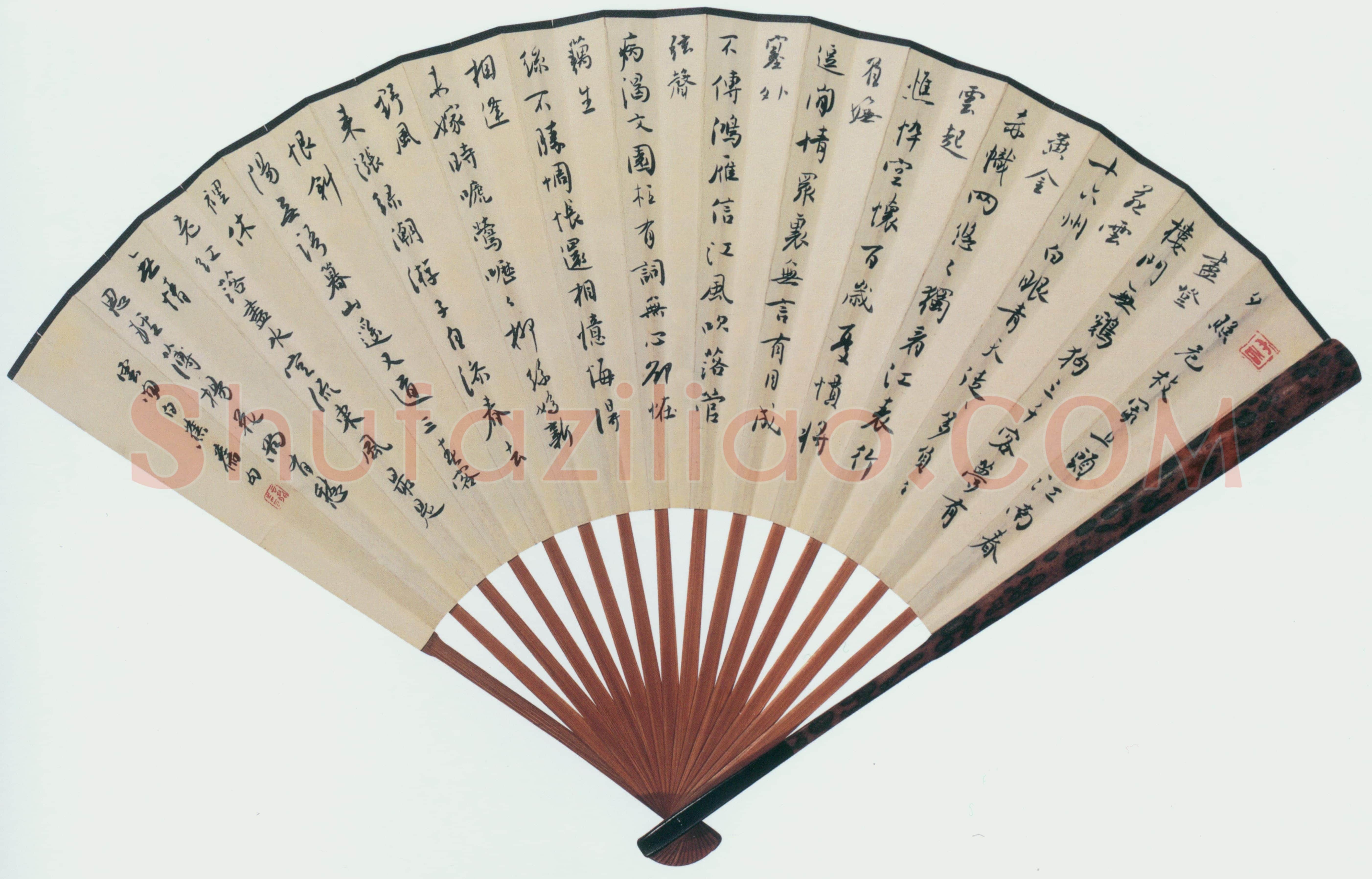 白蕉《录旧句行书成扇》