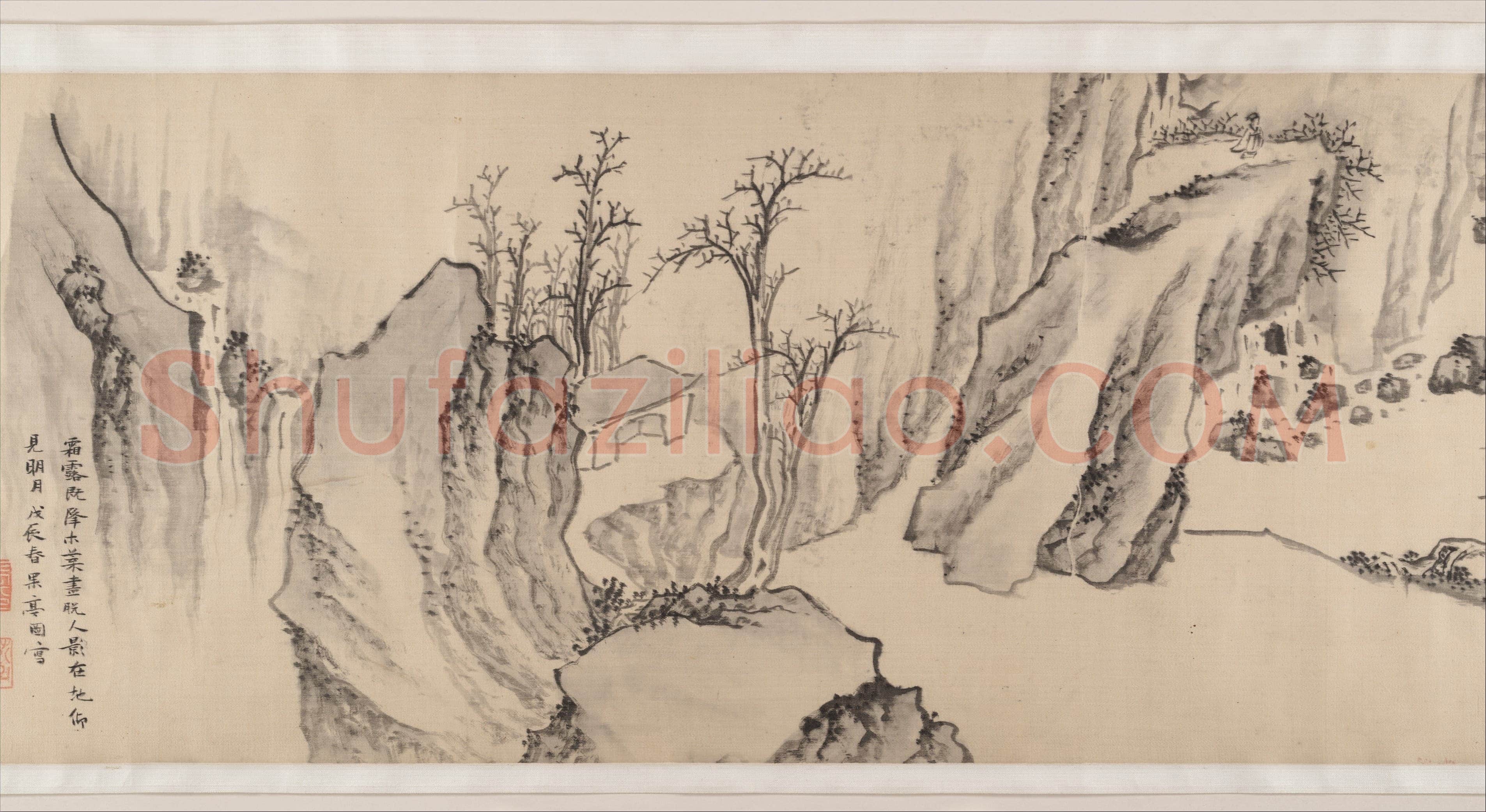 张瑞图《赤壁怀古大江东去》书画合卷 绫本 27.9×320厘米 崇祯二年(1629)纽约大都会艺术博物馆藏
