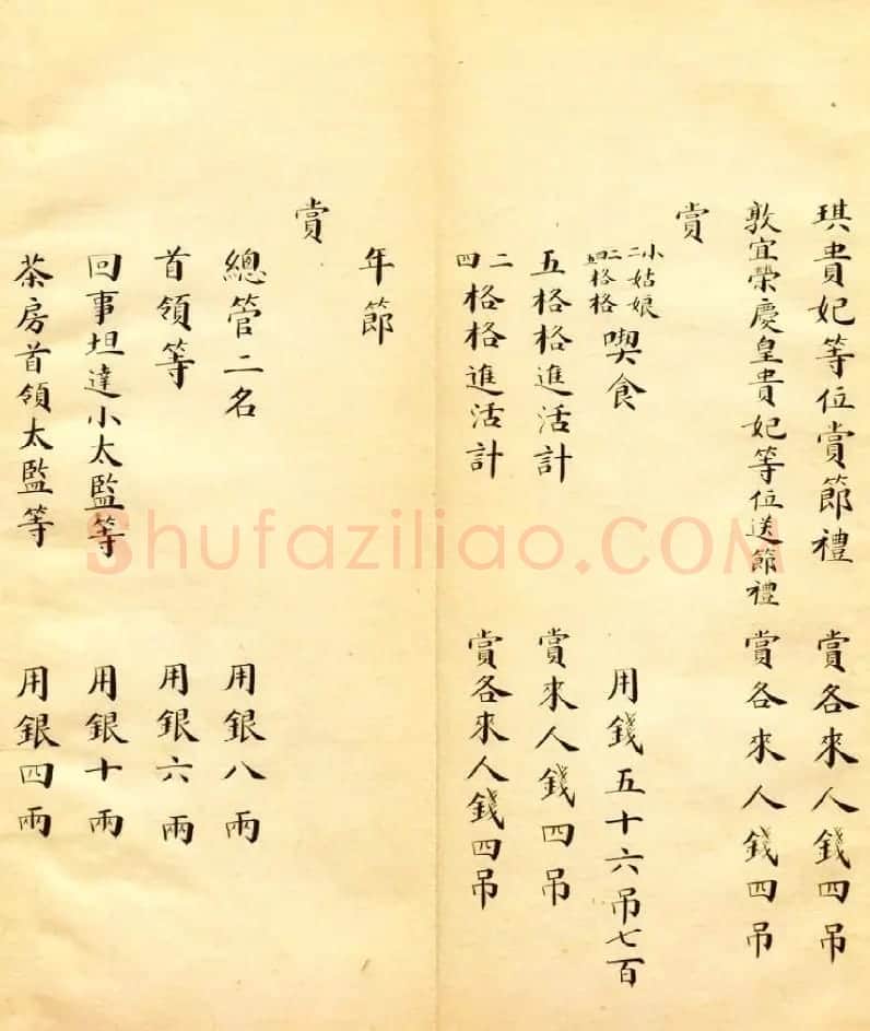 清朝瑾妃娘娘《账目收支明细》 | 名家书法作品精选