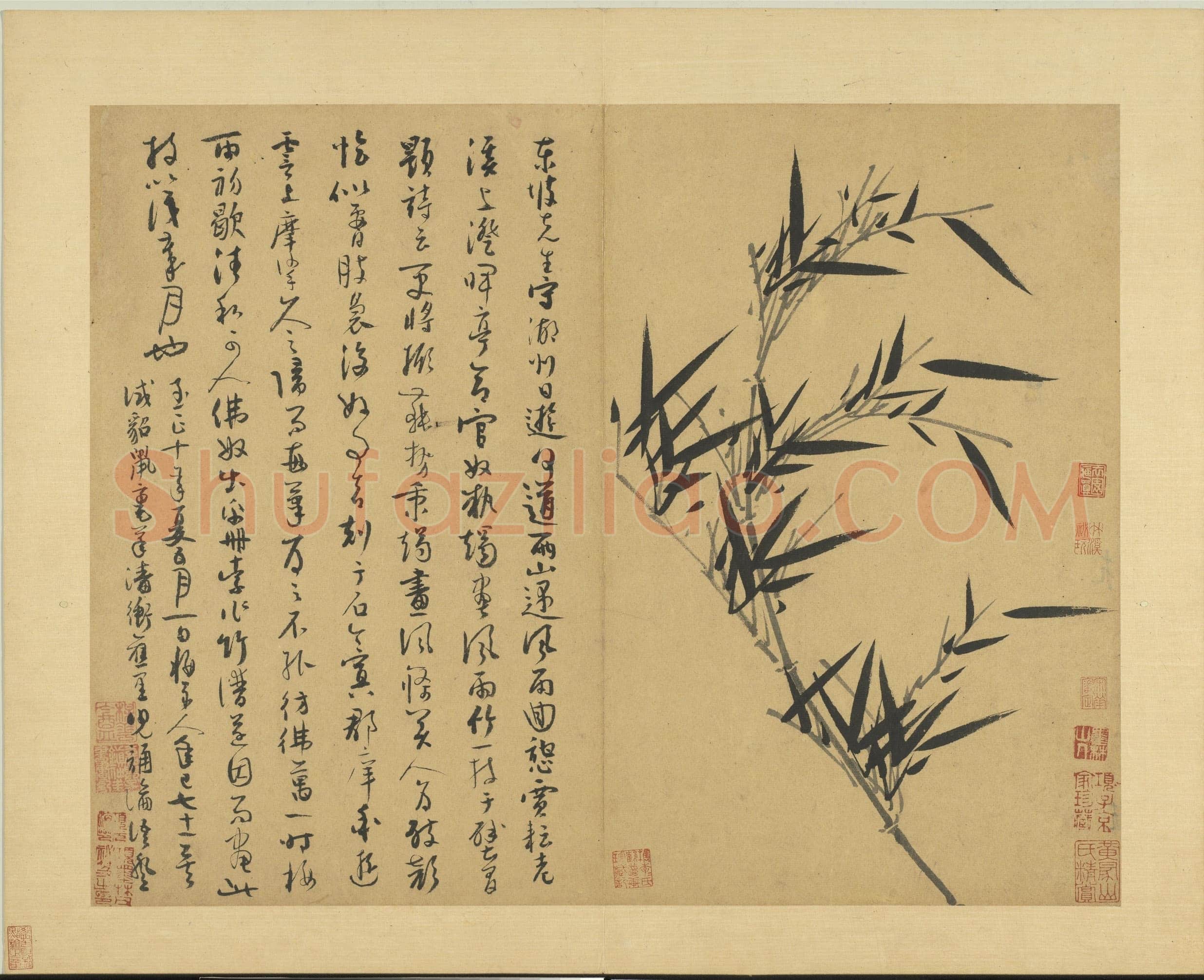 吴镇《墨竹谱》册 纸本 每页纵40.3厘米,横52厘米 二十二页 台北故宫博物院藏