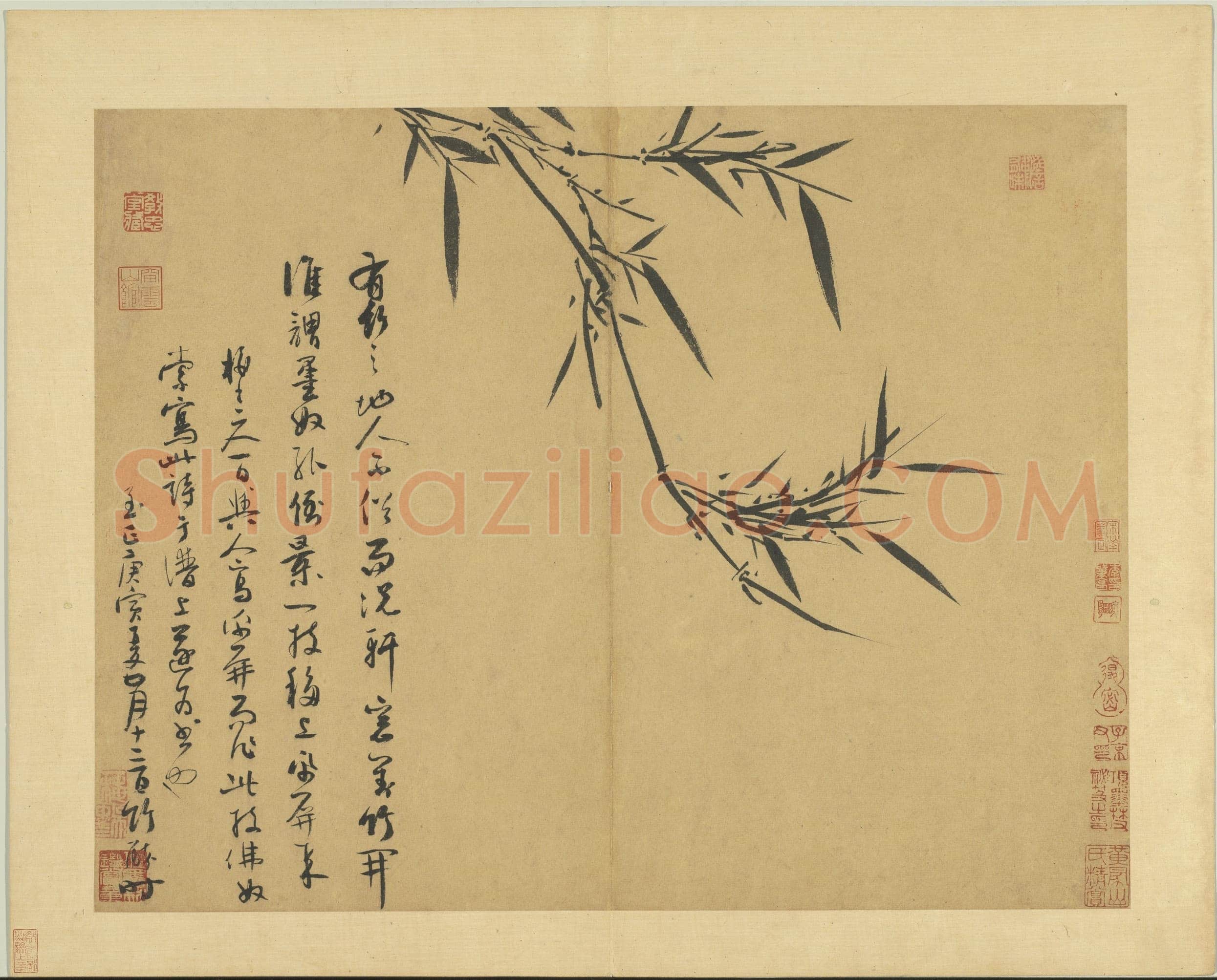 吴镇《墨竹谱》册 纸本 每页纵40.3厘米,横52厘米 二十二页 台北故宫博物院藏