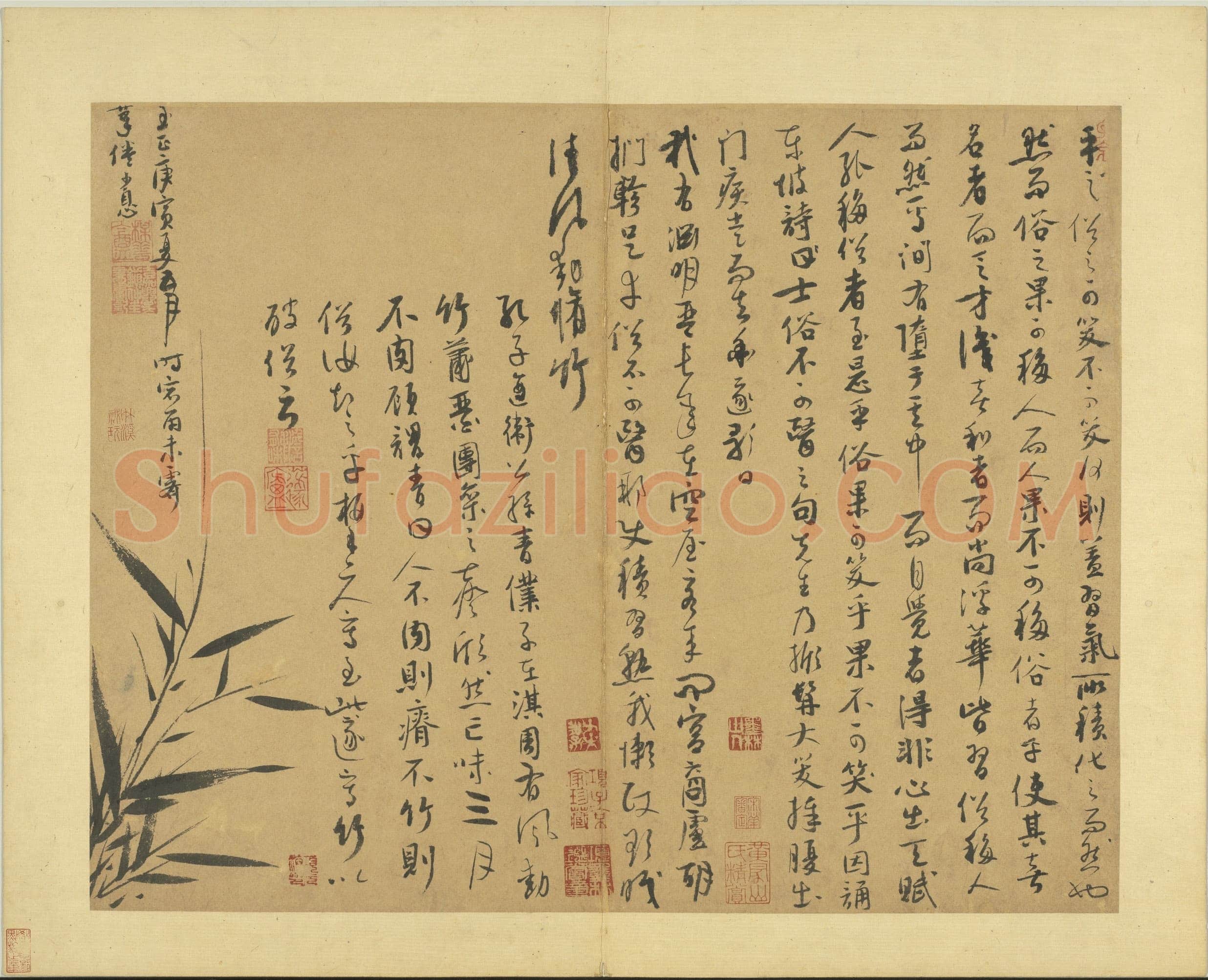 吴镇《墨竹谱》册 纸本 每页纵40.3厘米,横52厘米 二十二页 台北故宫博物院藏