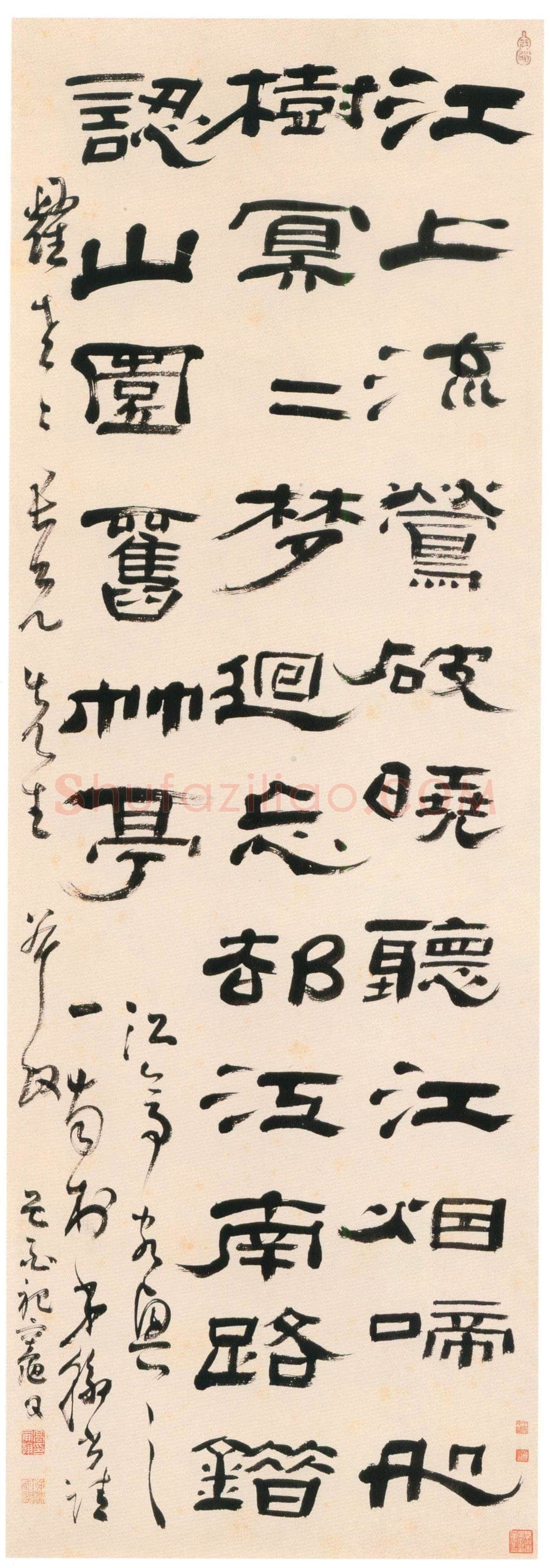高凤翰《隶书江亭客兴诗轴》纸本隶书 139.9cm×48cm 1729年作 上海博物馆藏
