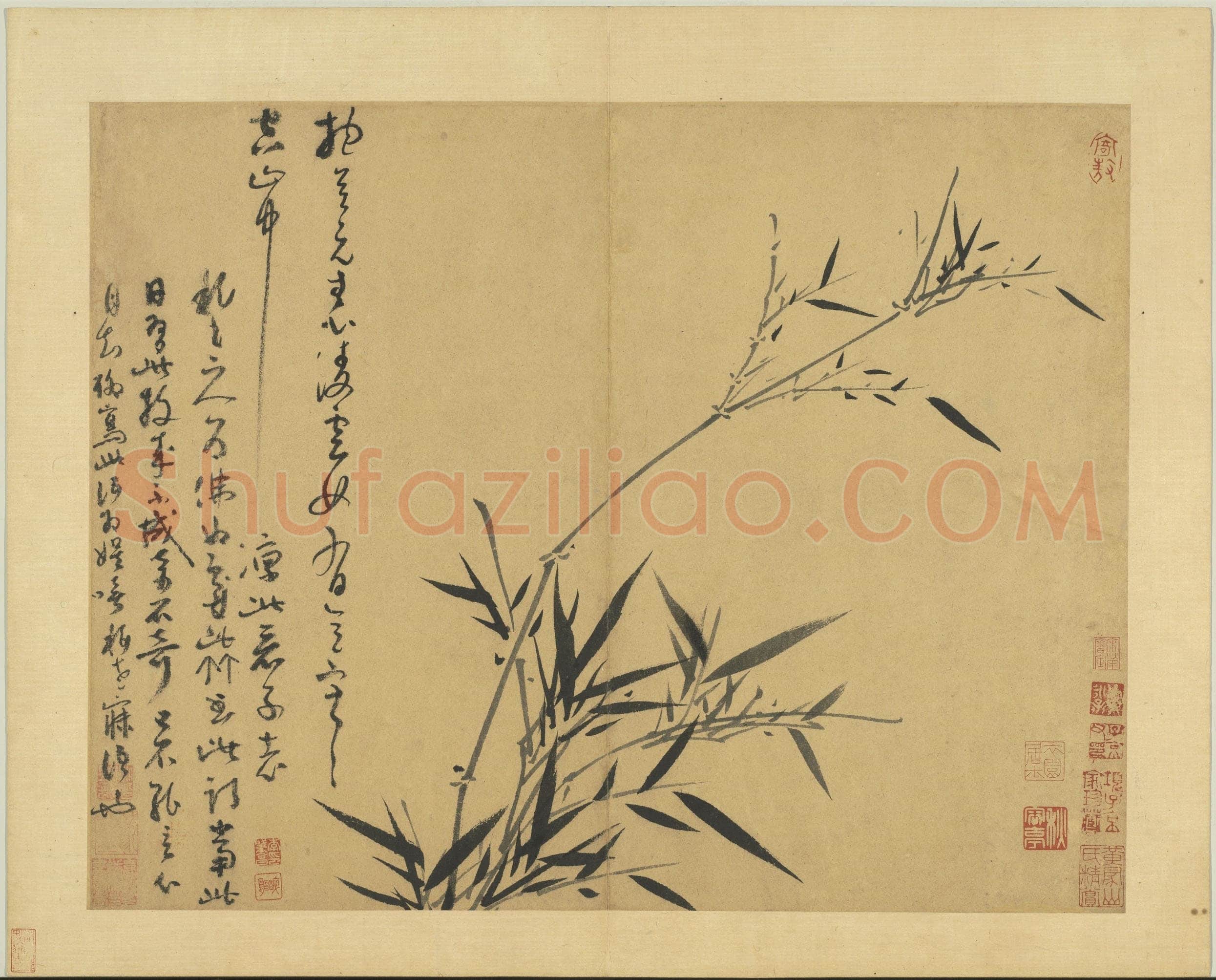 吴镇《墨竹谱》册 纸本 每页纵40.3厘米,横52厘米 二十二页 台北故宫博物院藏