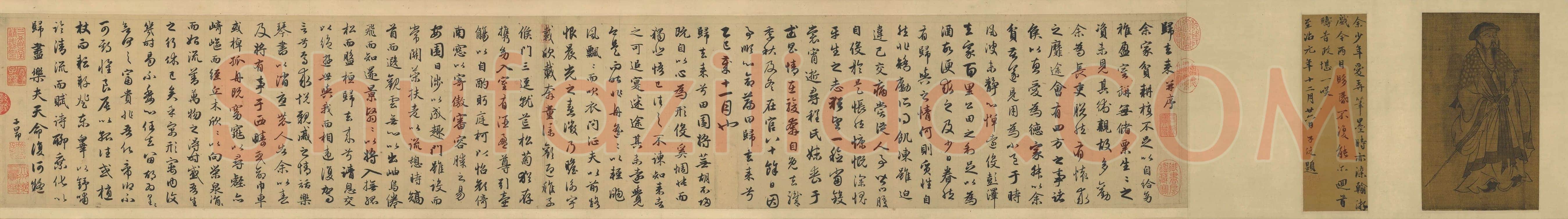 赵孟頫《归去来卷》纸本行书,24×146 厘米。辽宁省博物馆藏