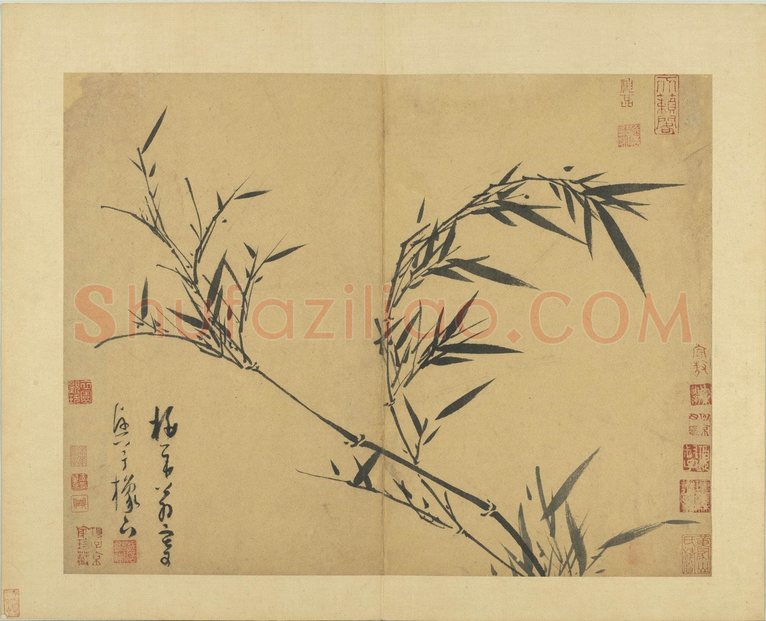 吴镇《墨竹谱》册 纸本 每页纵40.3厘米,横52厘米 二十二页 台北故宫博物院藏