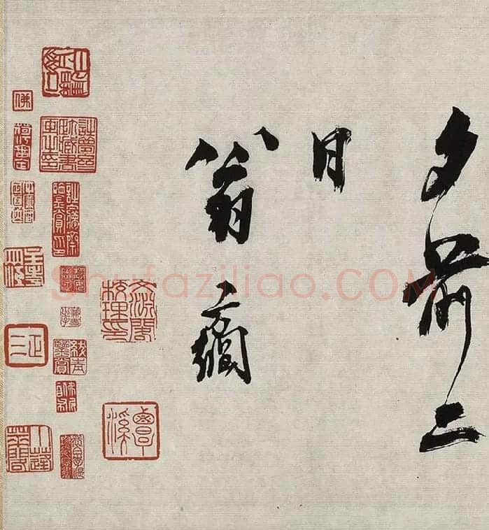 翁方纲行草书《徐渭杂花图卷题跋》_01