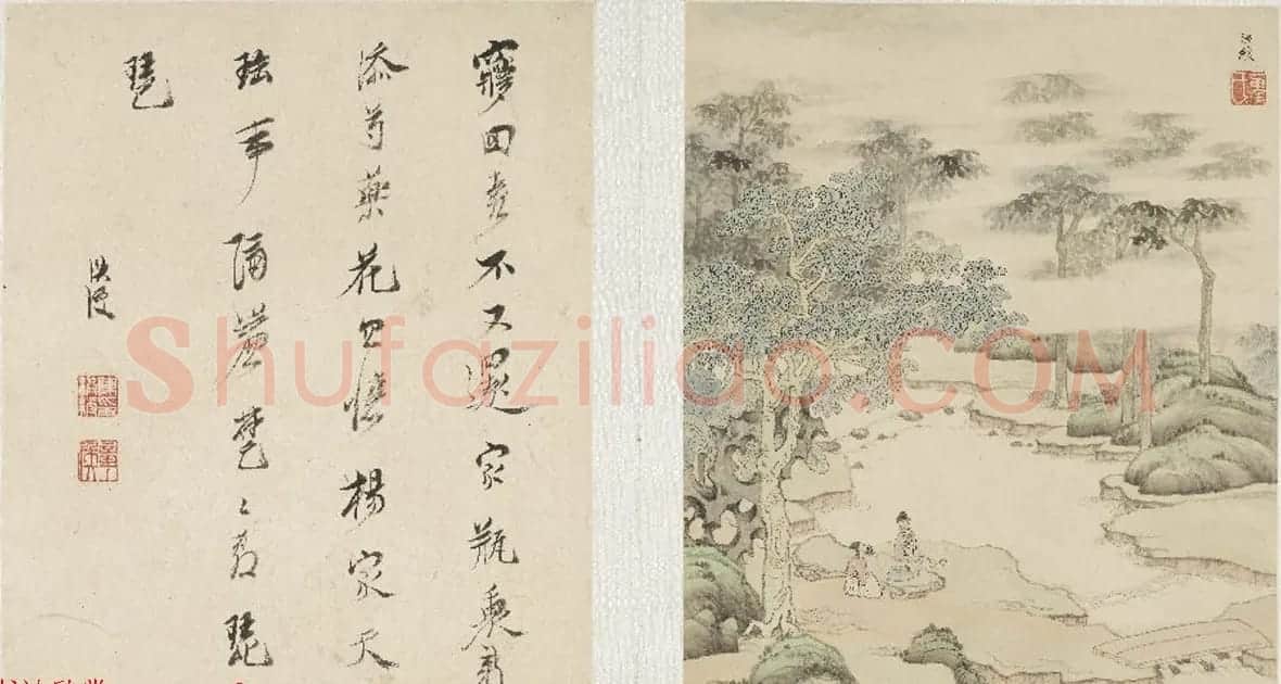 明代陈洪绶字画欣赏《山水人物册页》 | 传世书法作品鉴赏