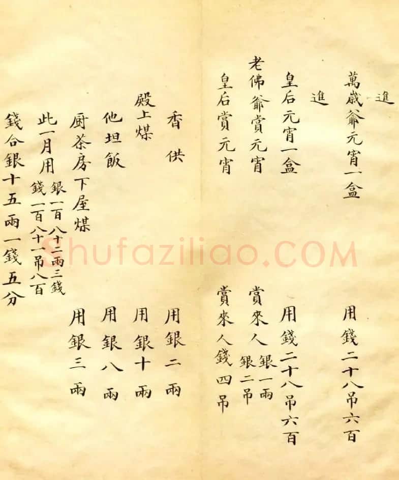 清朝瑾妃娘娘《账目收支明细》 | 名家书法作品精选