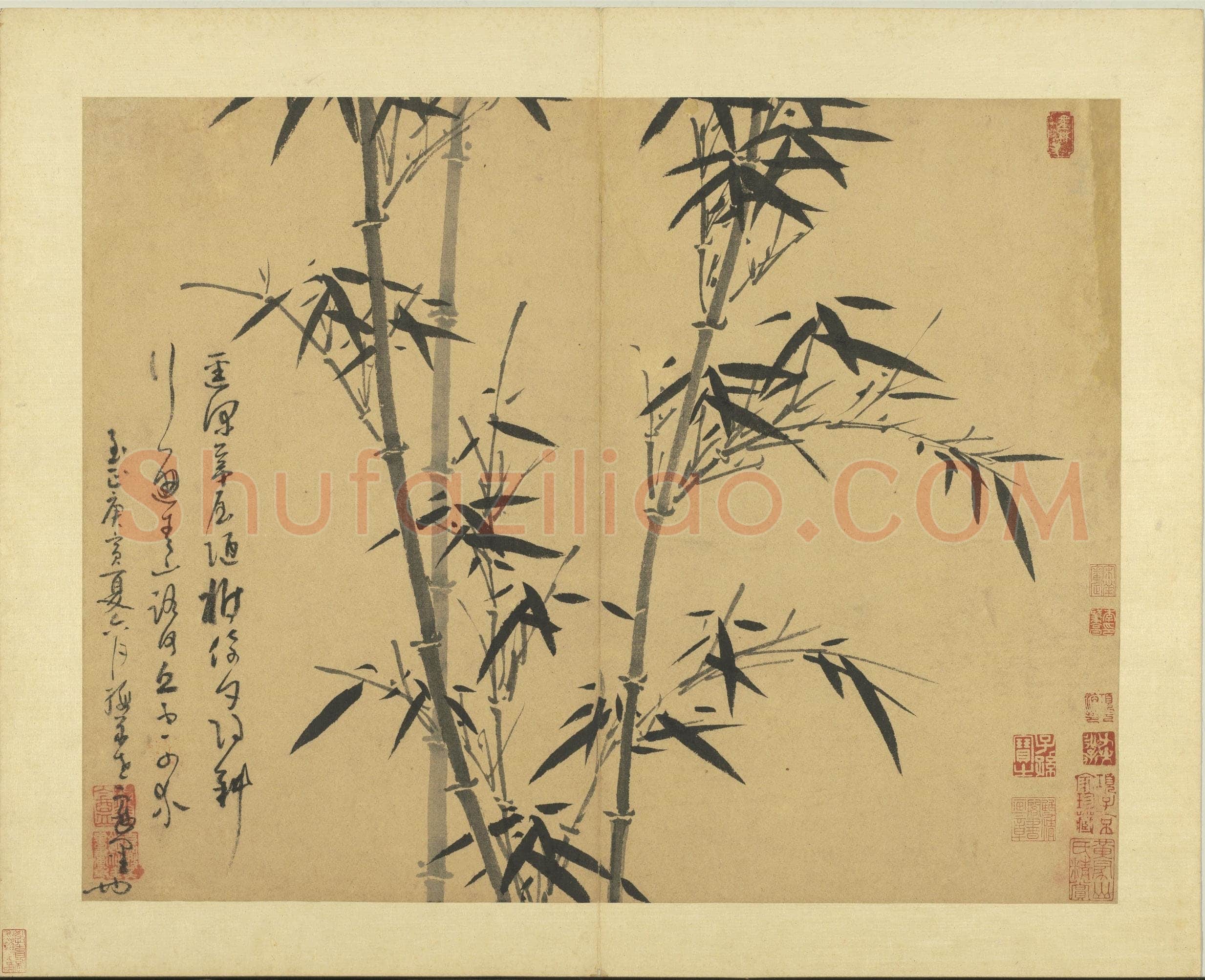 吴镇《墨竹谱》册 纸本 每页纵40.3厘米,横52厘米 二十二页 台北故宫博物院藏