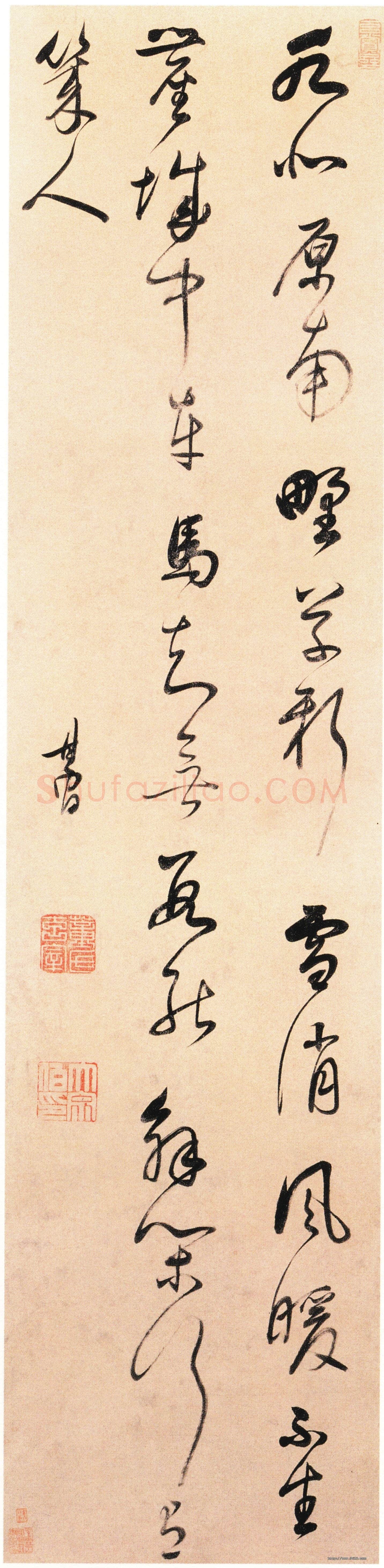 董其昌(立轴)《书张籍七言诗轴》金笺草书 145.1×34.7cm 北京故宫博物院藏