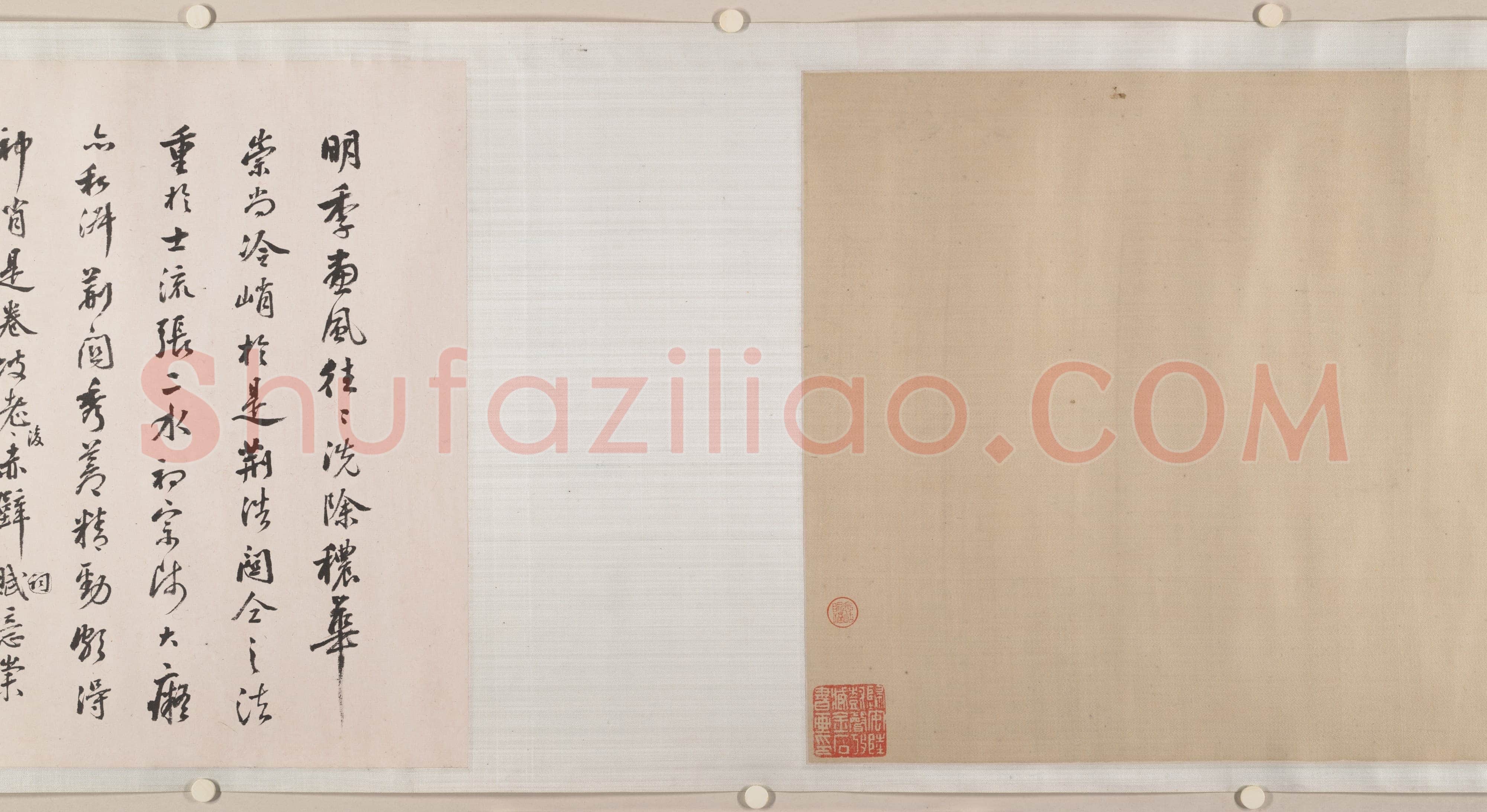张瑞图《赤壁怀古大江东去》书画合卷 绫本 27.9×320厘米 崇祯二年(1629)纽约大都会艺术博物馆藏