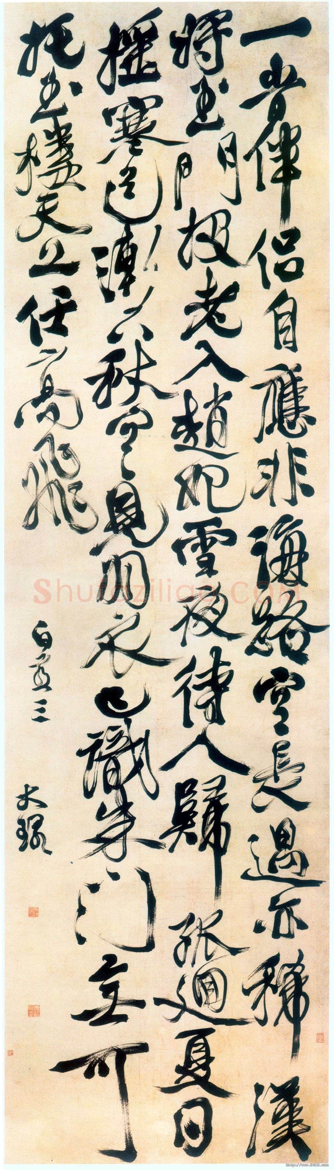 徐渭《行书白燕诗轴》纸本，264.1×73.5cm 浙江天一阁博物馆藏