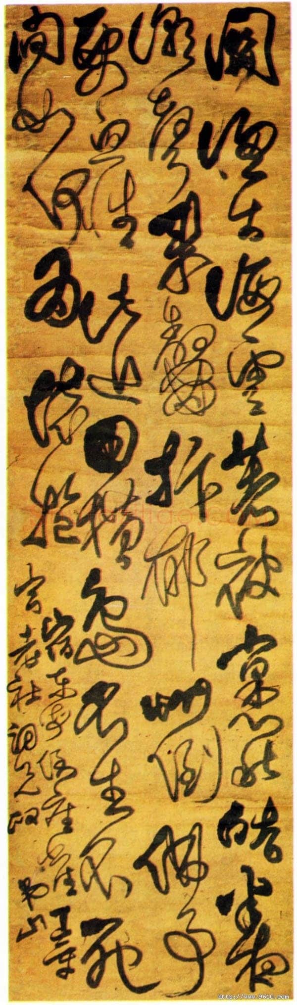 傅山《东海倒座崖诗》轴 绫本 180×62cm 山西晋祠博物馆藏