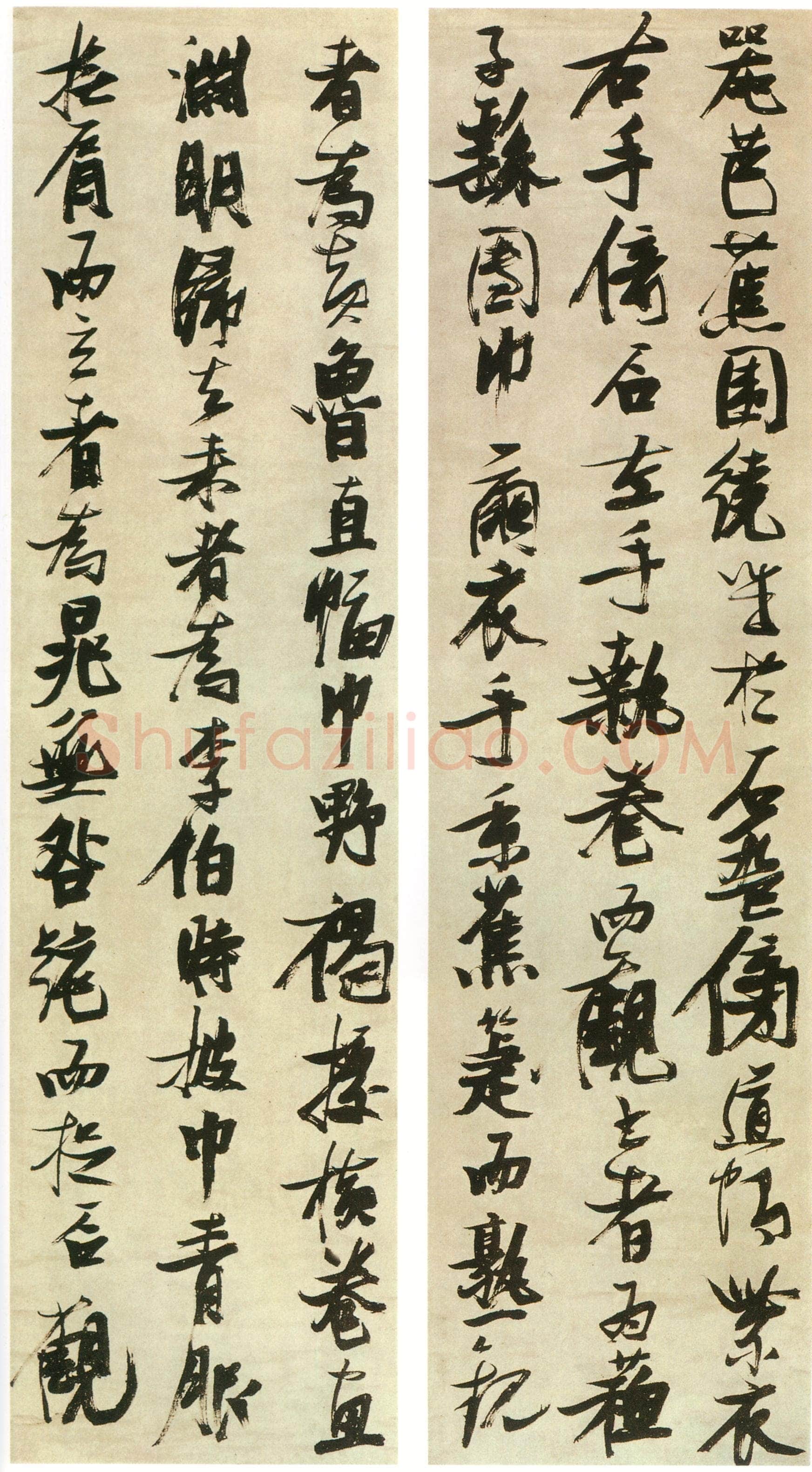张瑞图《书米芾西园雅集图记十二条屏》绢本行书 207×54.6cm×12条 年代不详 日本东京国立博物馆藏