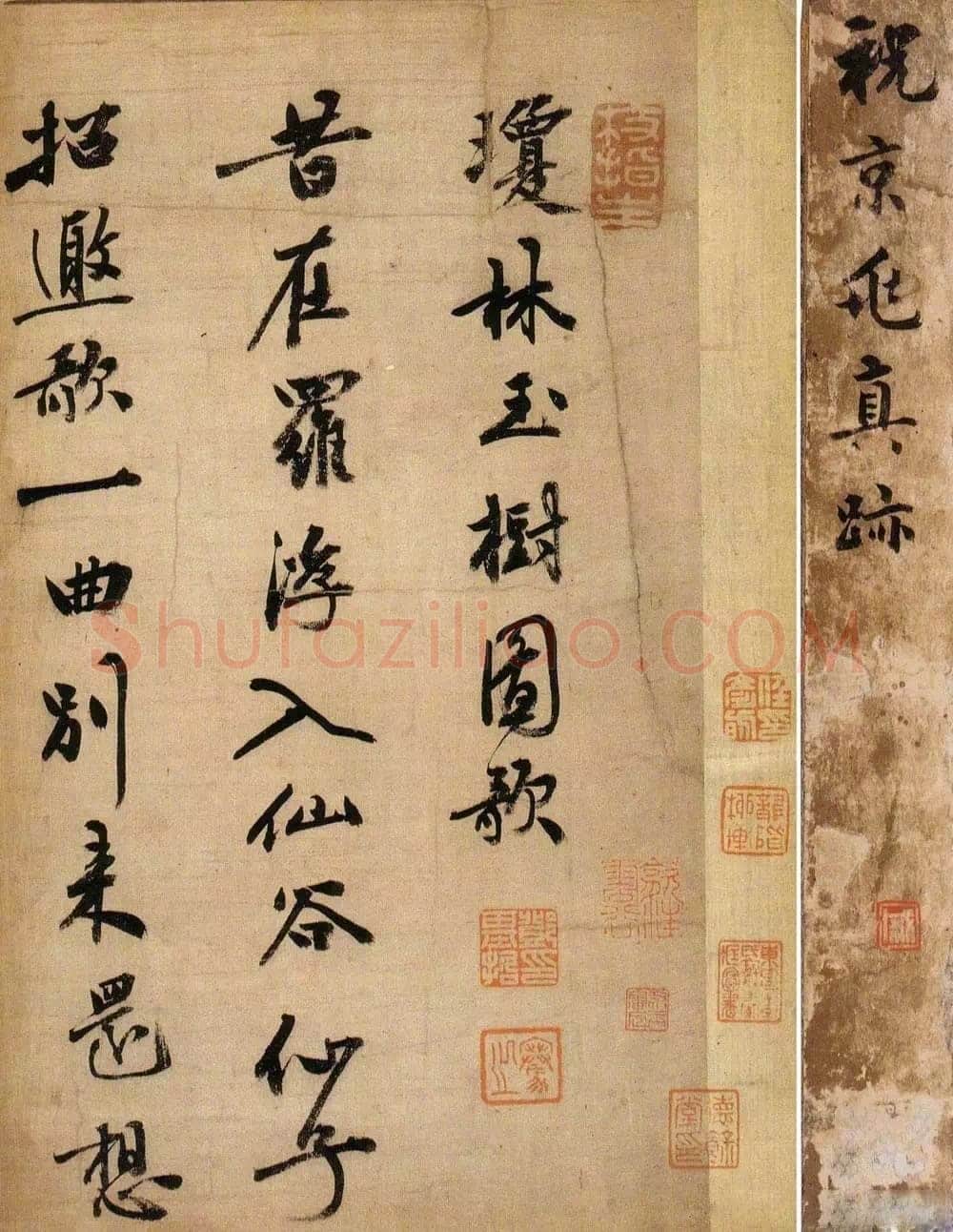 祝允明《琼林玉树图歌》行书 绫本册页,34×22.5cm,戚叔玉旧藏