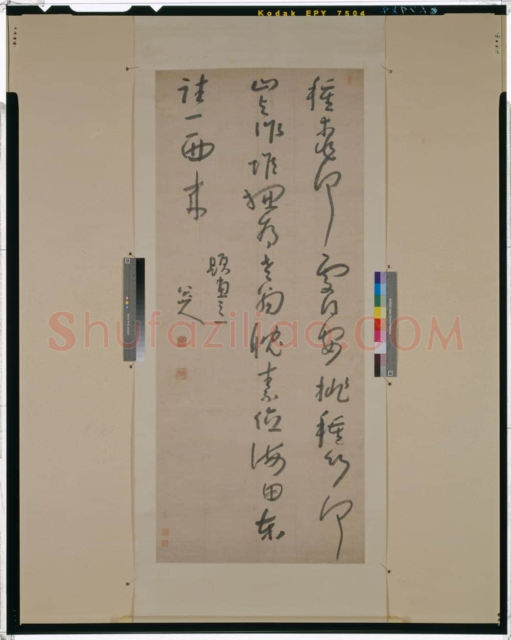 朱耷(八大山人)《题画诗一首》轴 草书 167.4×70.8cm 日本东京国立博物馆藏