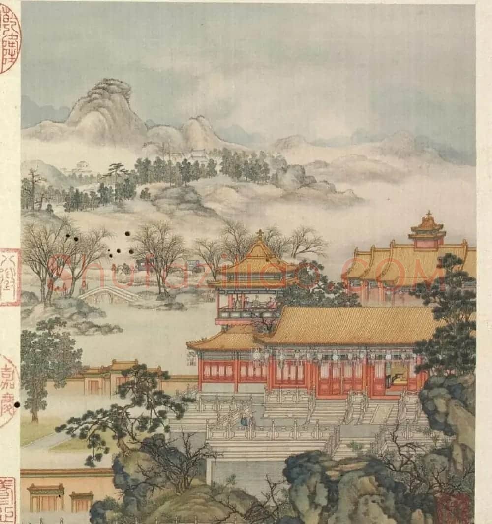 梁诗正书法《山水楼阁图》字画册页 | 传世书法作品精选