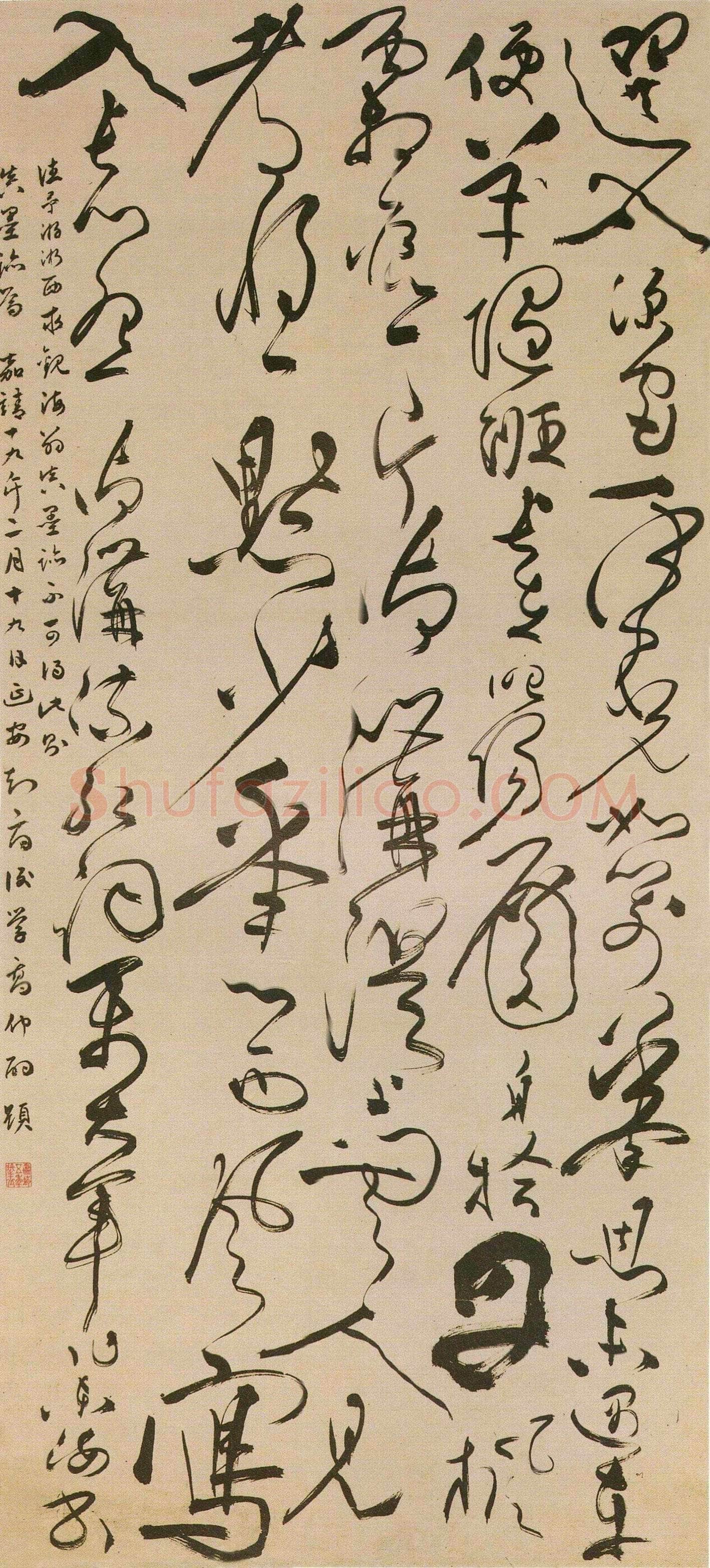 张弼《御沟流红词轴》纸本草书 148×69cm 陕西历史博物馆藏