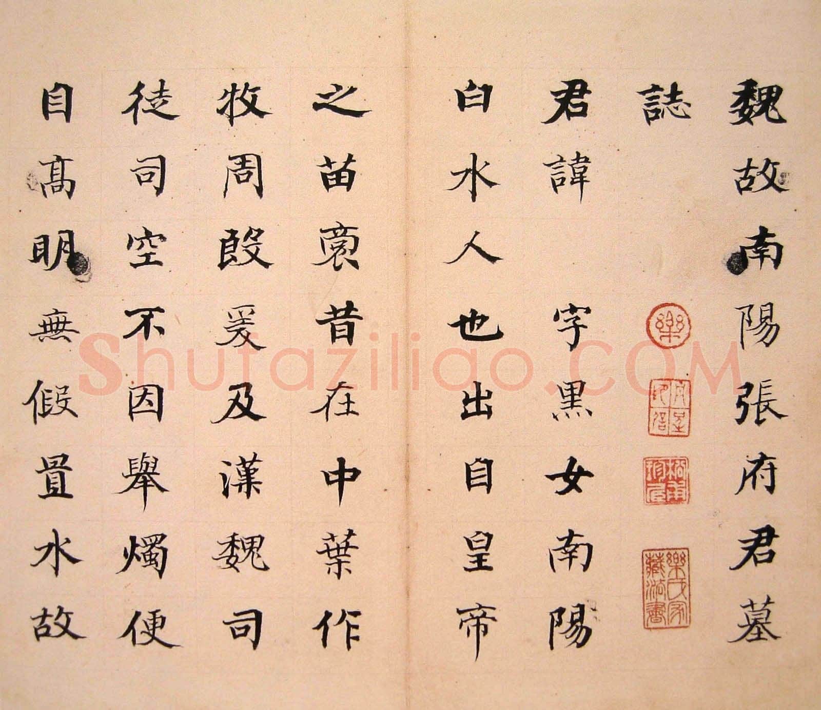 何绍基《临张黑女墓志》页(选一),纸本,23×27cm×7 上海道明拍卖2007春拍