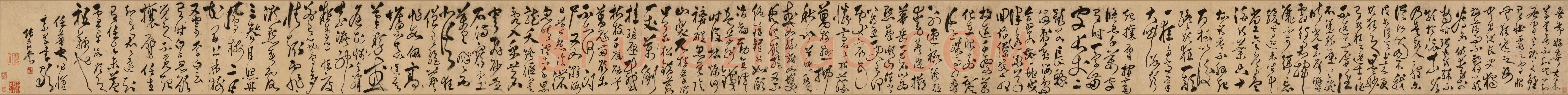 张弼《狂草任华怀素上人草书歌》(传)纸本 31.5×526cm