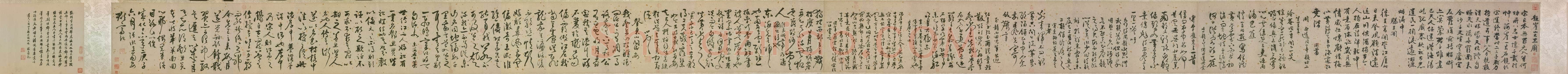张弼《草书诗文卷》洒金笺纸本 纵29.5厘米 横589厘米 北京故宫博物院藏