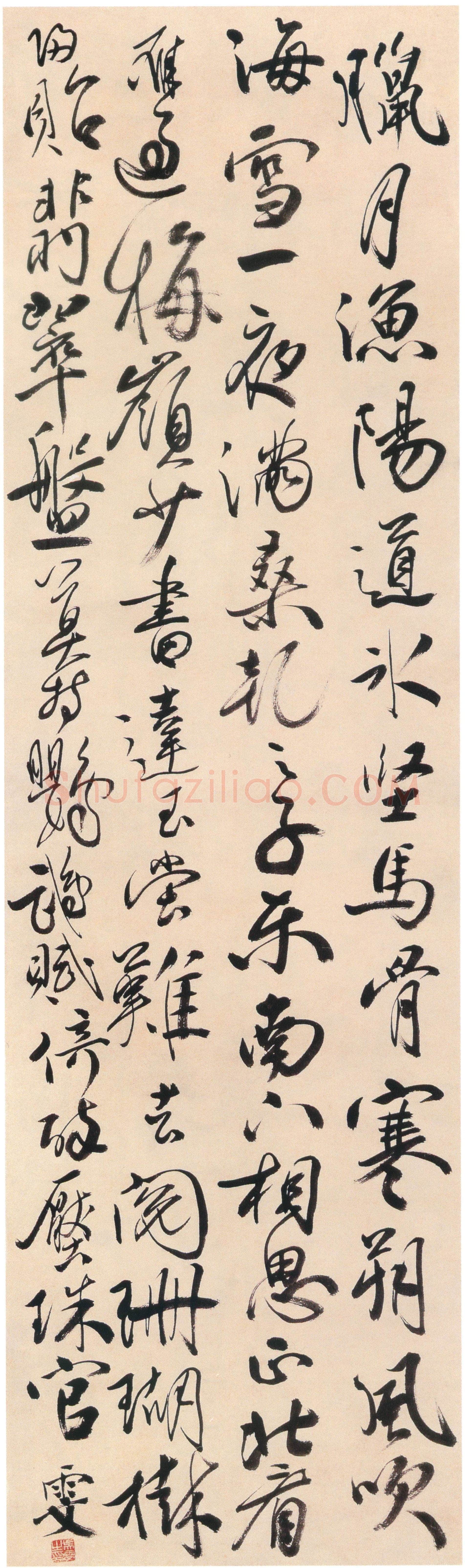 吴雯《行书五言诗轴》纸本行书 140×41cm 山西省博物院藏