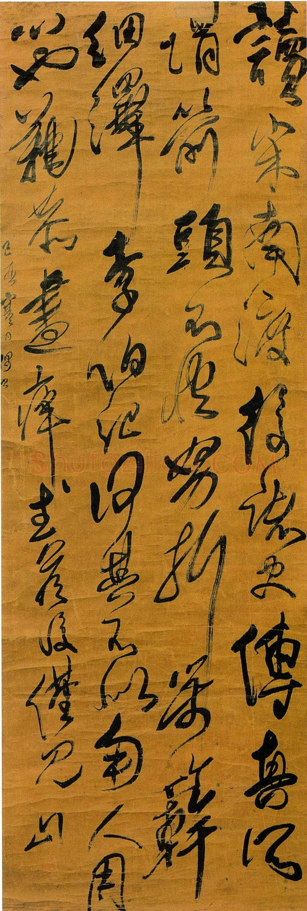 傅山《读南宋渡后诸史传》轴 绫本 149×50cm 山西博物馆藏