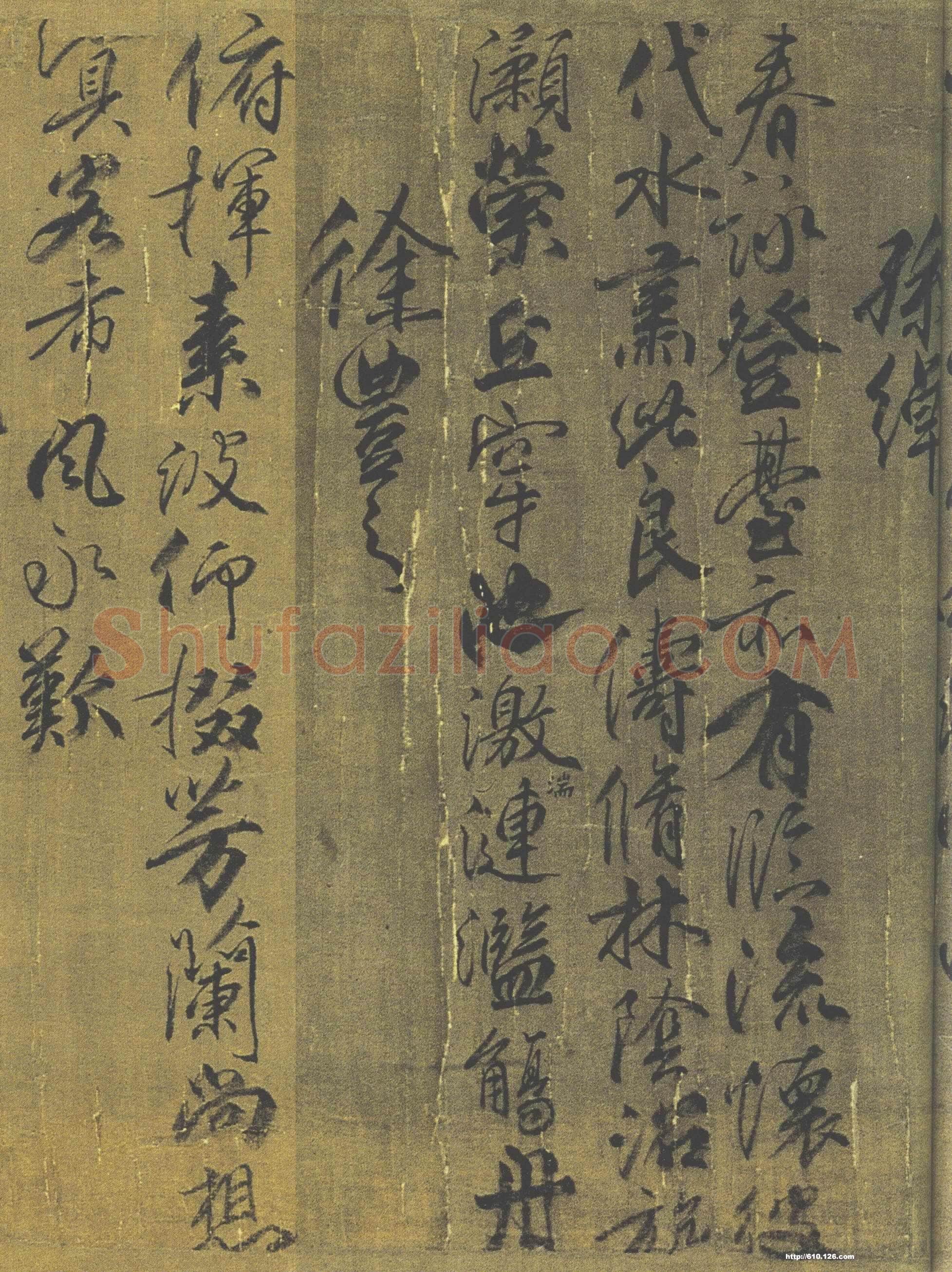 柳公权《兰亭诗》卷(传)，绢本，行书，26.5×365.3cm。北京故宫博物院藏