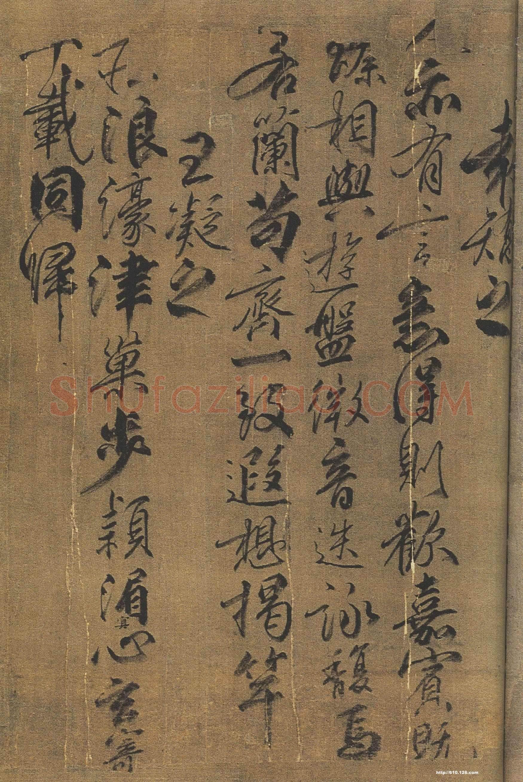 柳公权《兰亭诗》卷(传)，绢本，行书，26.5×365.3cm。北京故宫博物院藏