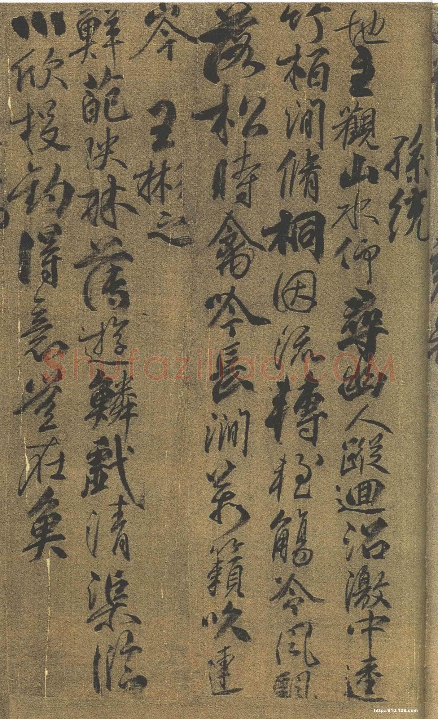 柳公权《兰亭诗》卷(传)，绢本，行书，26.5×365.3cm。北京故宫博物院藏
