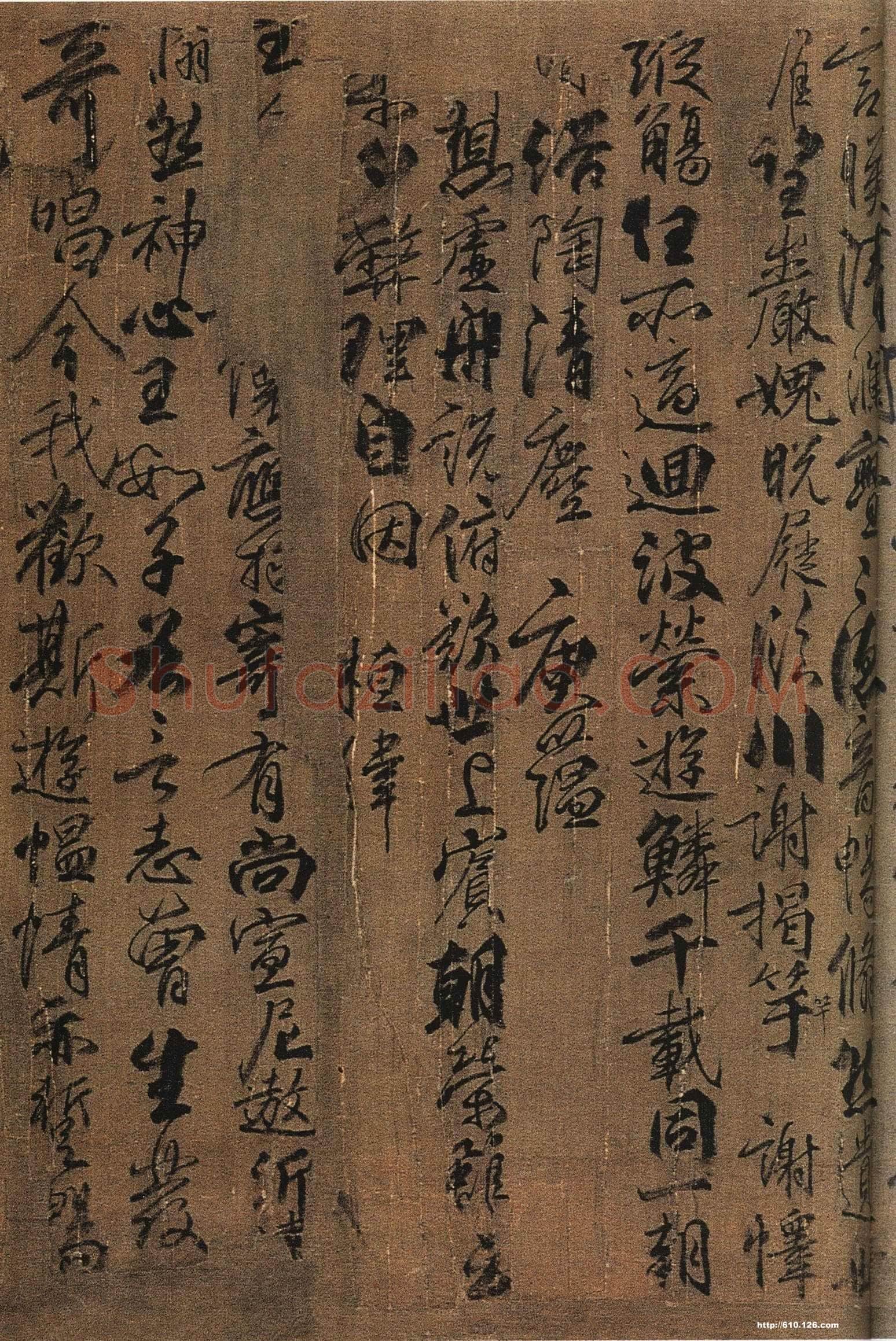 柳公权《兰亭诗》卷(传)，绢本，行书，26.5×365.3cm。北京故宫博物院藏