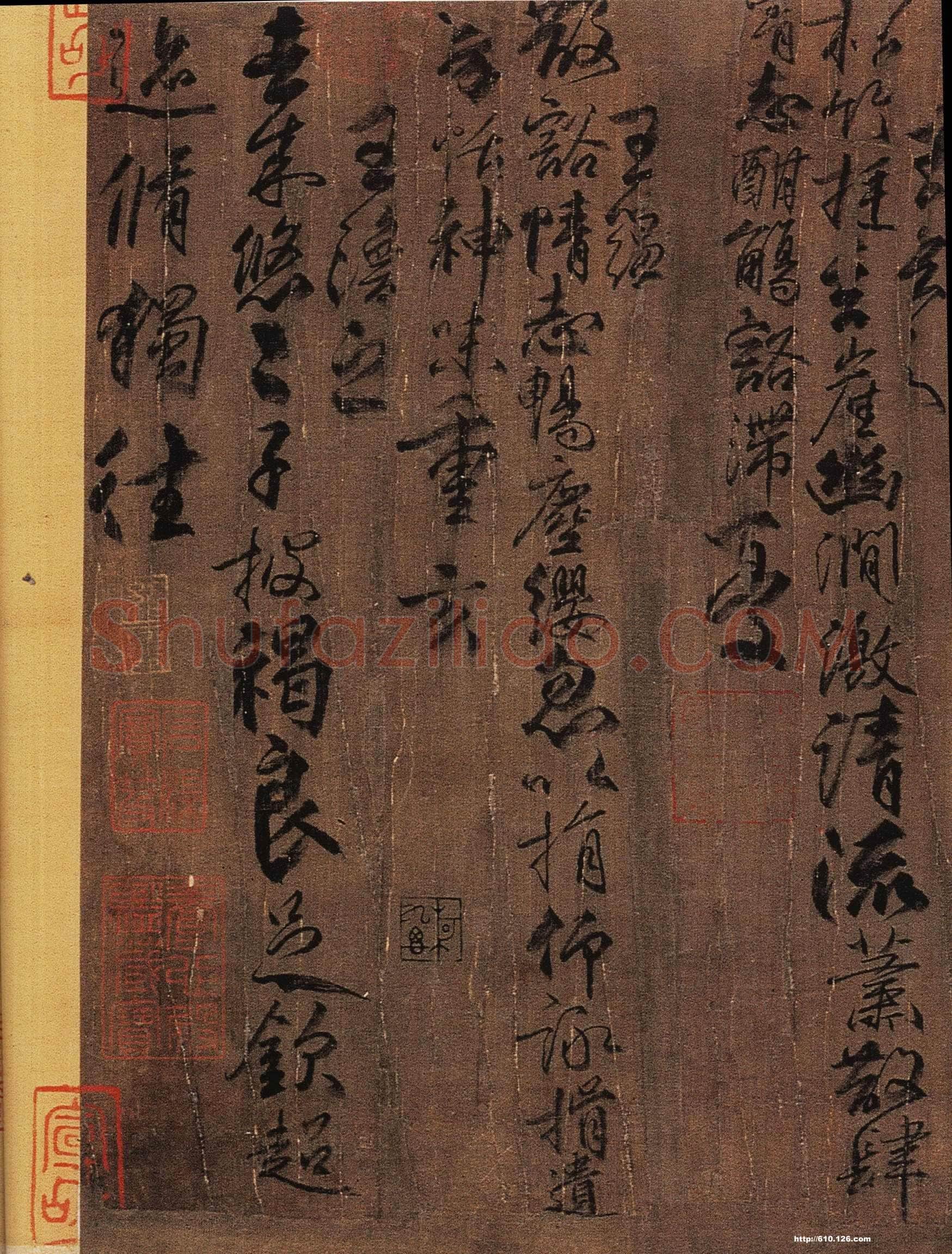 柳公权《兰亭诗》卷(传)，绢本，行书，26.5×365.3cm。北京故宫博物院藏