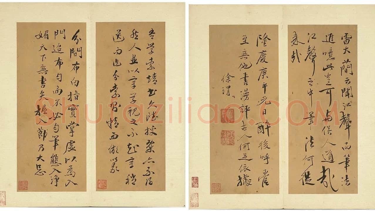徐渭行书册页《诗帖并书评》册_04