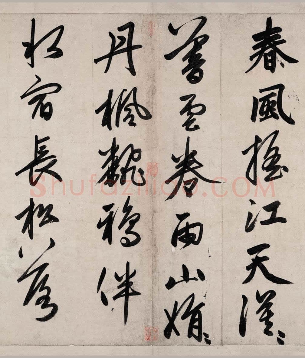 赵孟頫《烟江叠嶂图诗卷》49.8×413.9cm。 纸本，行书，辽宁省博物馆藏
