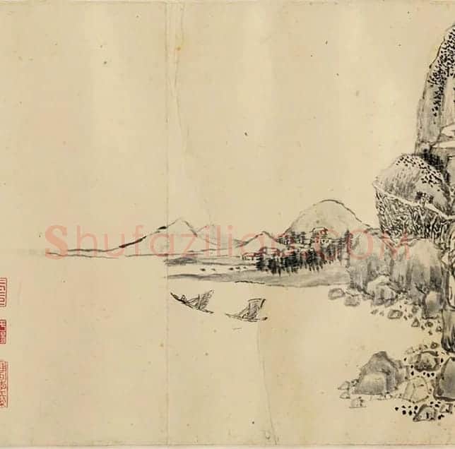 王铎书画合璧图《王屋图诗卷》全卷_20