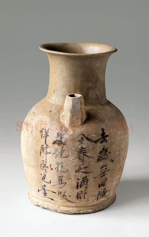 长沙窑诗文壶书法欣赏,摘自唐代长沙窑诗文壶