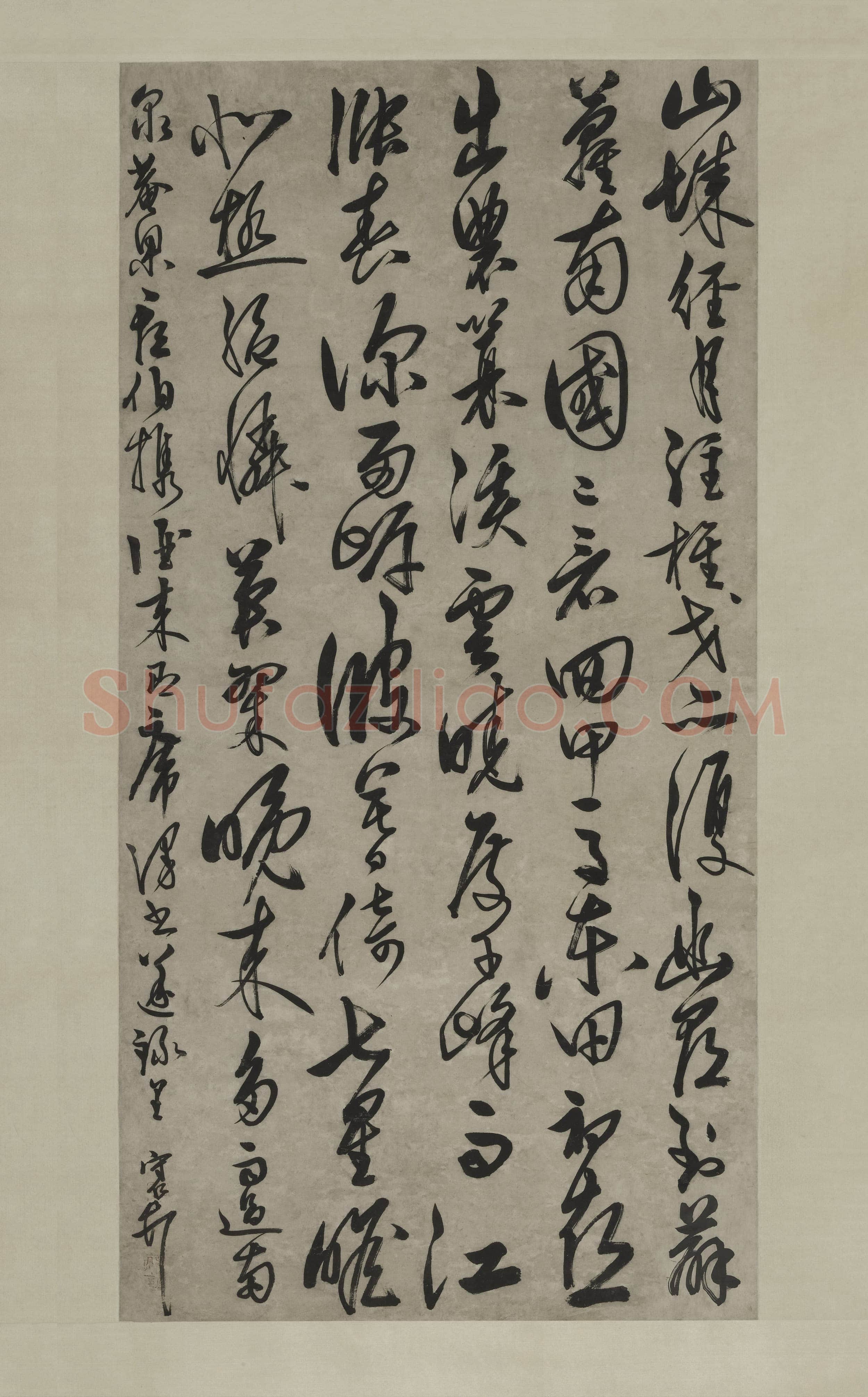 王守仁《回军上杭诗》轴 纸本 行草书 138.5×69cm 正德十二年(1517)上海博物馆藏。